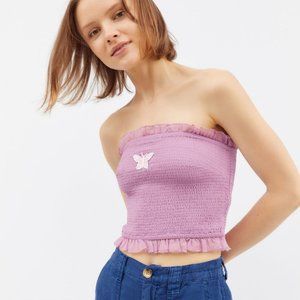 Y2K purple butterfly tube top